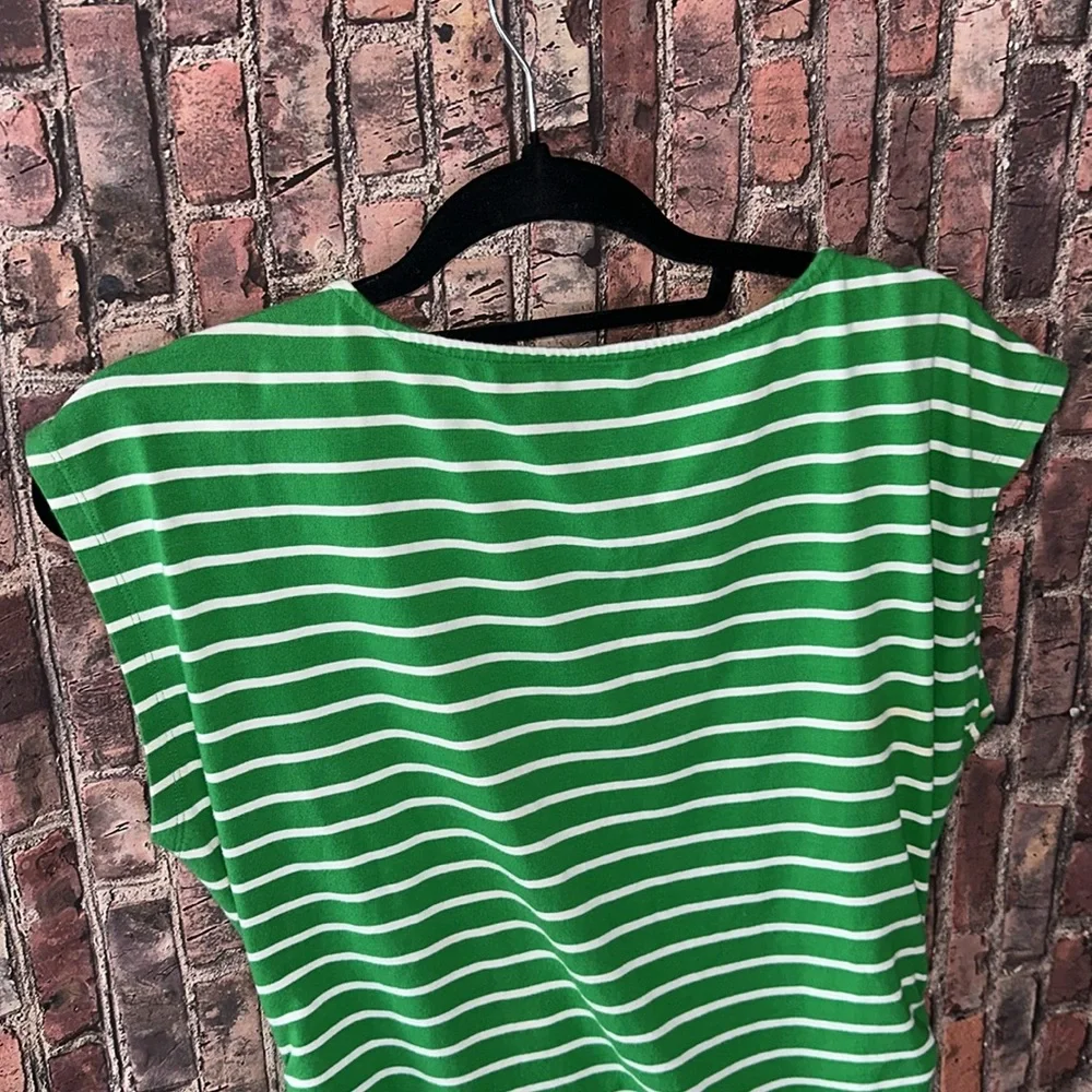 Michael Kors Green Ruched Cap Sleeve Muscle Tee size women’s large